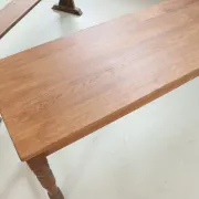 Long antique oak table with turned legs – 239 cm