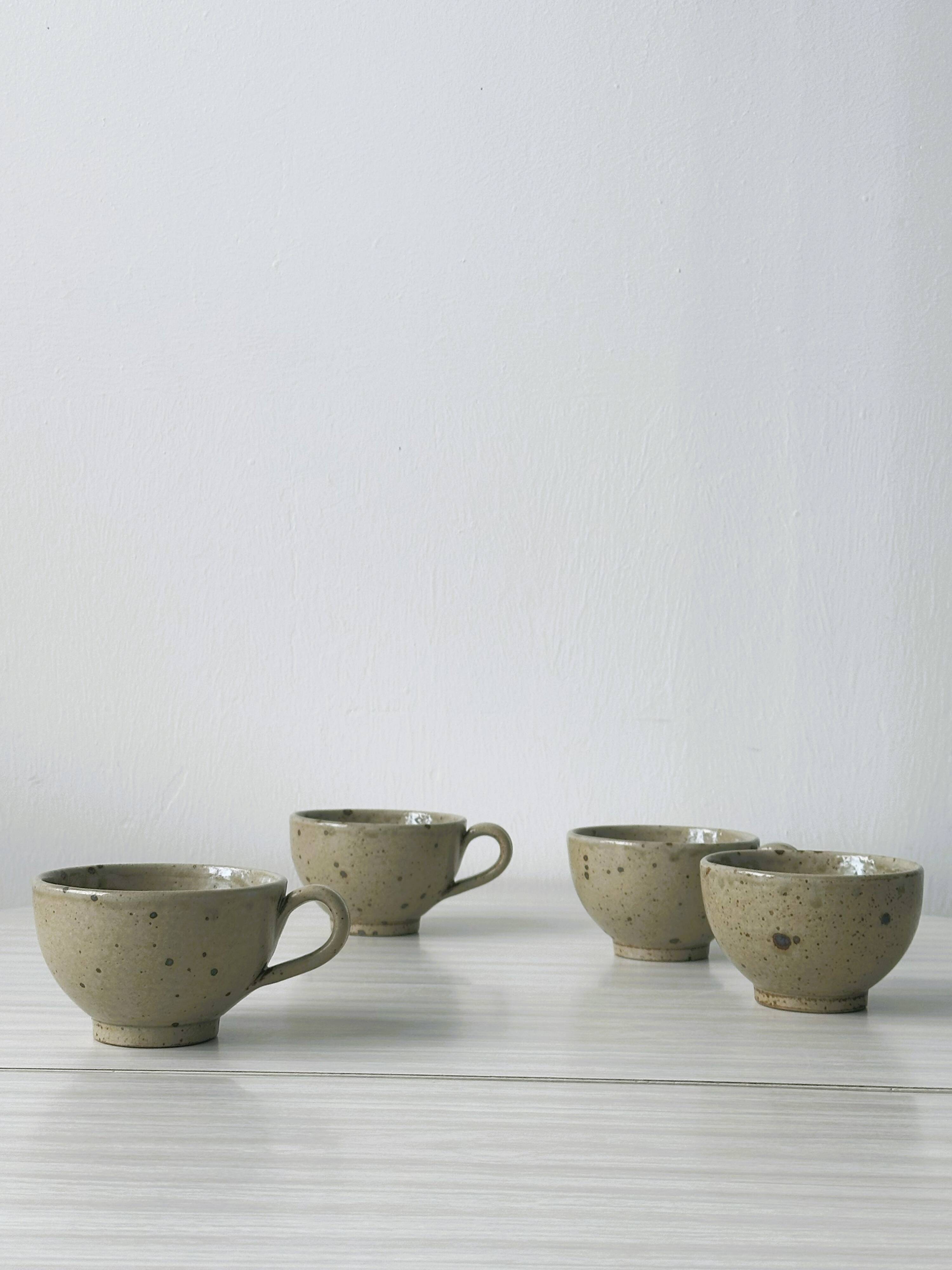 Pyrite 'quail shell' ceramic stoneware mugs