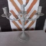 Taupe linen patinated candle holder