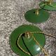 Trio suspension abat jour vintage tôle émaillée verte et blanche