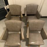 4 fauteuils skaï gris 60’s