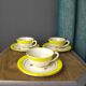 3 Gien earthenware cups and saucers decorated with flowers