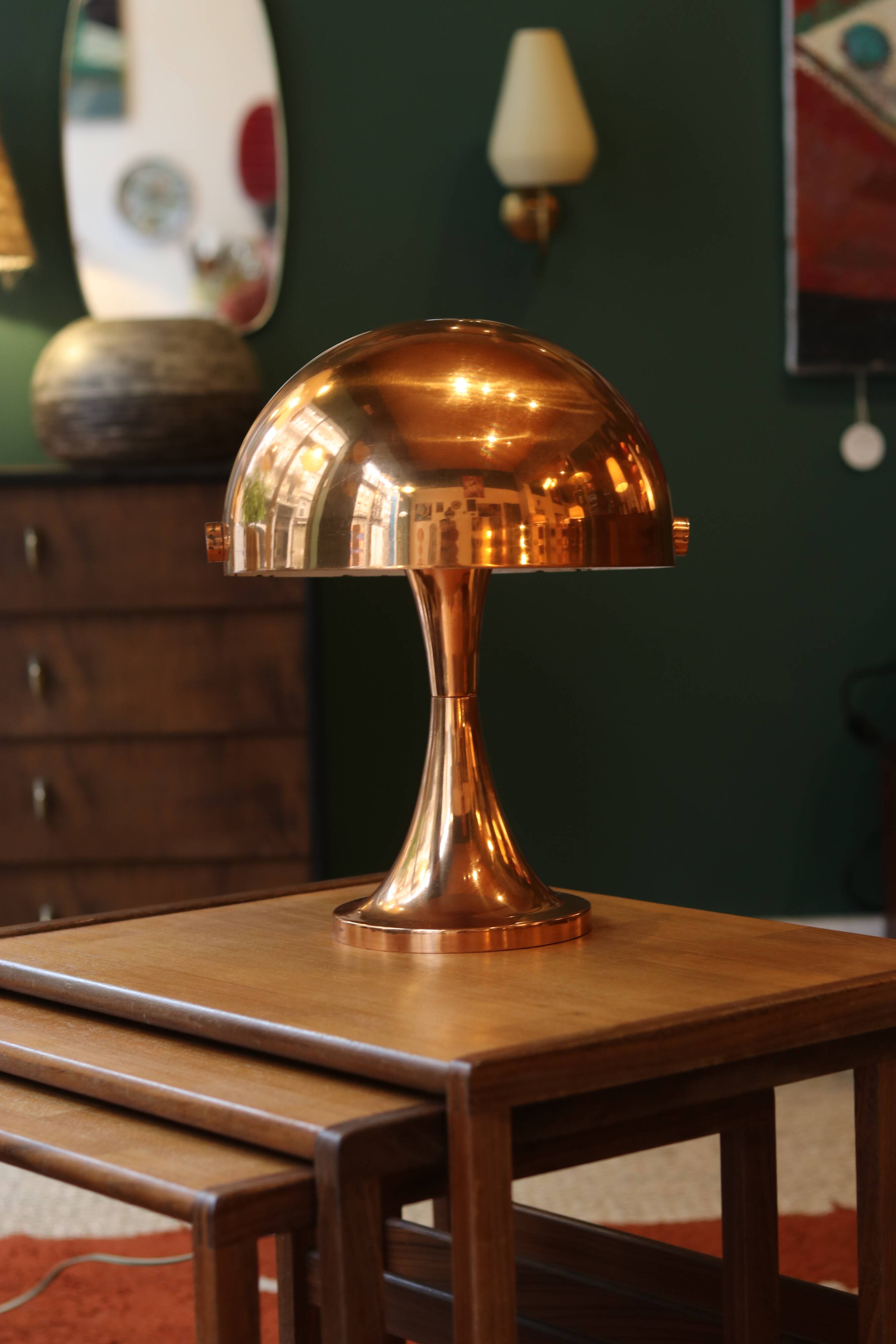 Lampe de table “champignon” Space Âge en métal cuivré, 1960