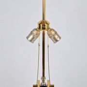 Geometric Brass and Chrome Table Lamp by Willy Daro, France, 1970