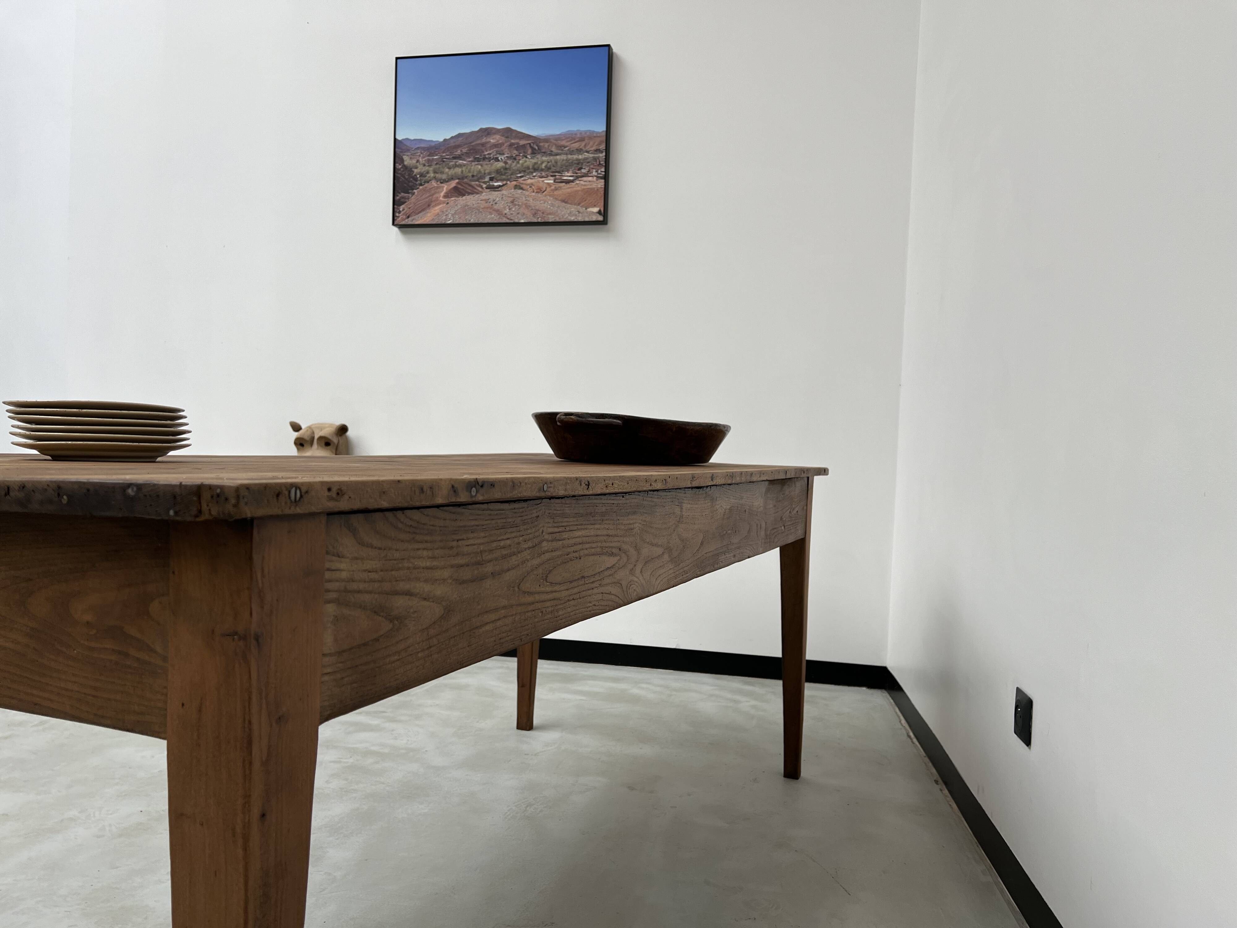 Antique farm table, fully restored, with 3 drawers