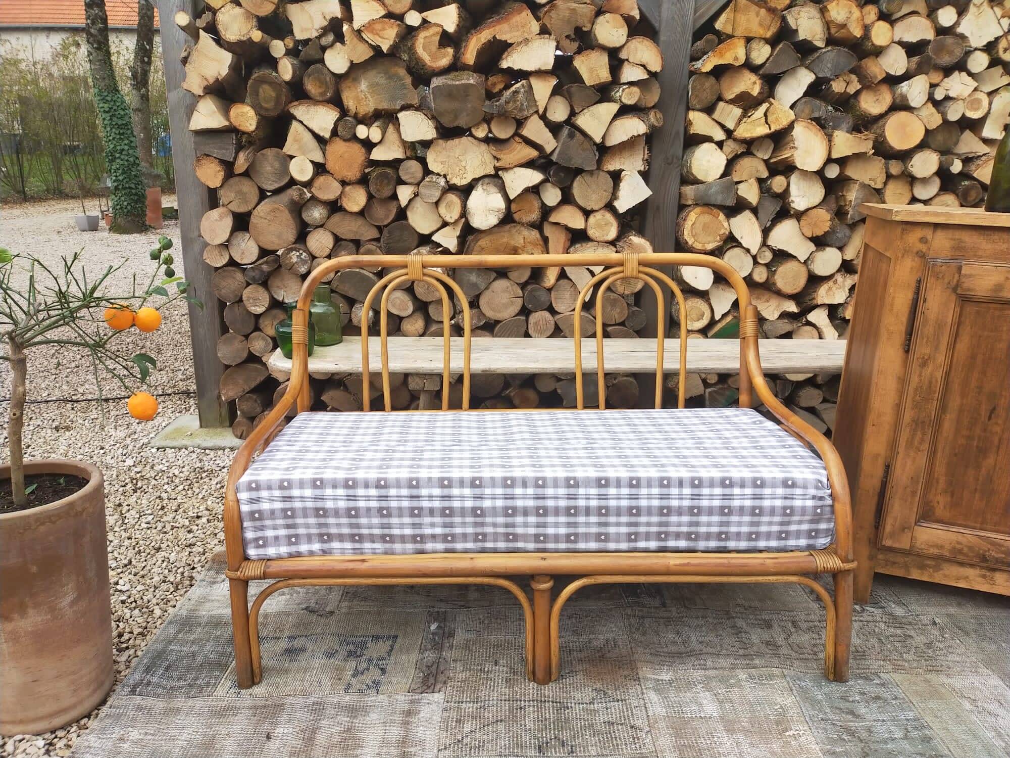 Vintage wicker bench