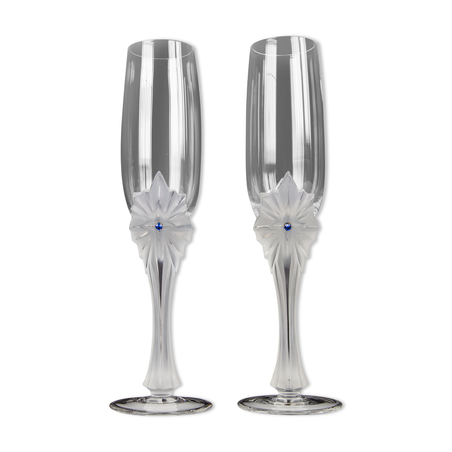 2 crystal champagne flute signed Faberge model "the north star"