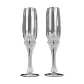 2 flûtes à champagne en cristal signé Faberge modèle "l'étoile du nord"