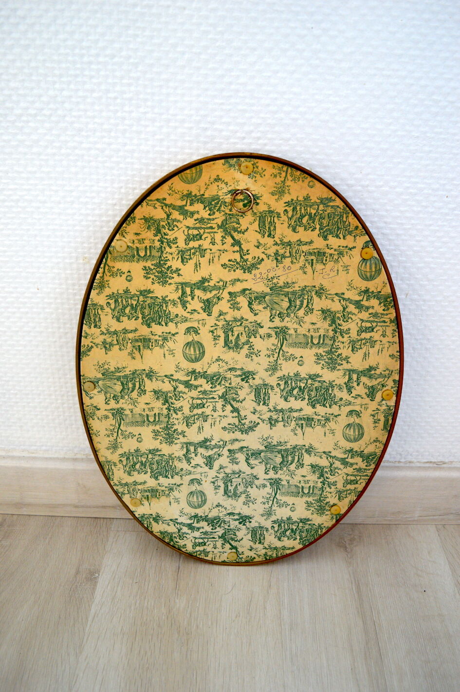 Cadre ovale vintage bouquet de roses 1980