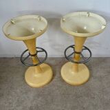 Set of 2 high bar stools from the 70s, friedrich stückenbreker design, vintage plastic