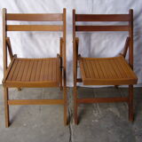 Chaises de jardin pliantes en bois verni