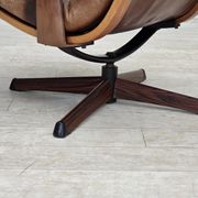 1960s, Scandinavian swivel armchair, brown furniture leather.
