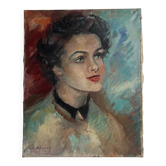 Portrait of a young woman by Gil d'Arvoy. 1950. Oil on canvas