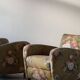 Modern Danish pair of curved lounge chairs, original fabric, Fritz Hansen, 1940.