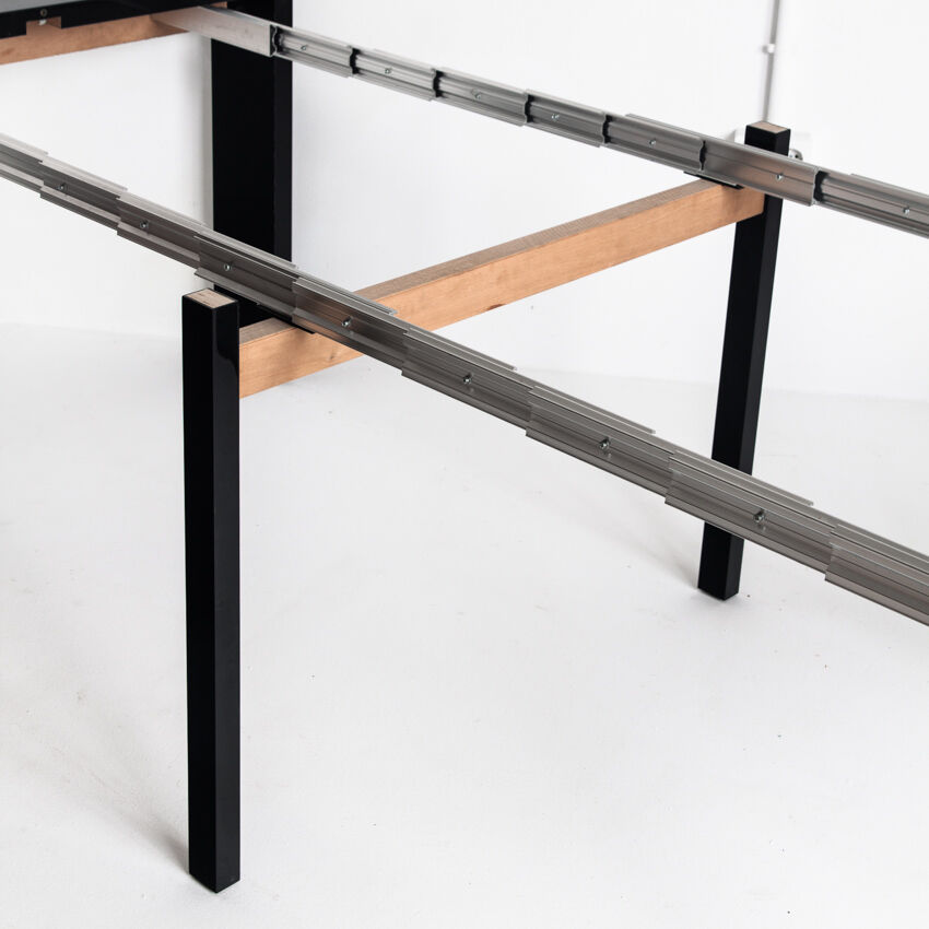 Vintage extendable table / console in lacquered wood by Paul Michel, France 1990