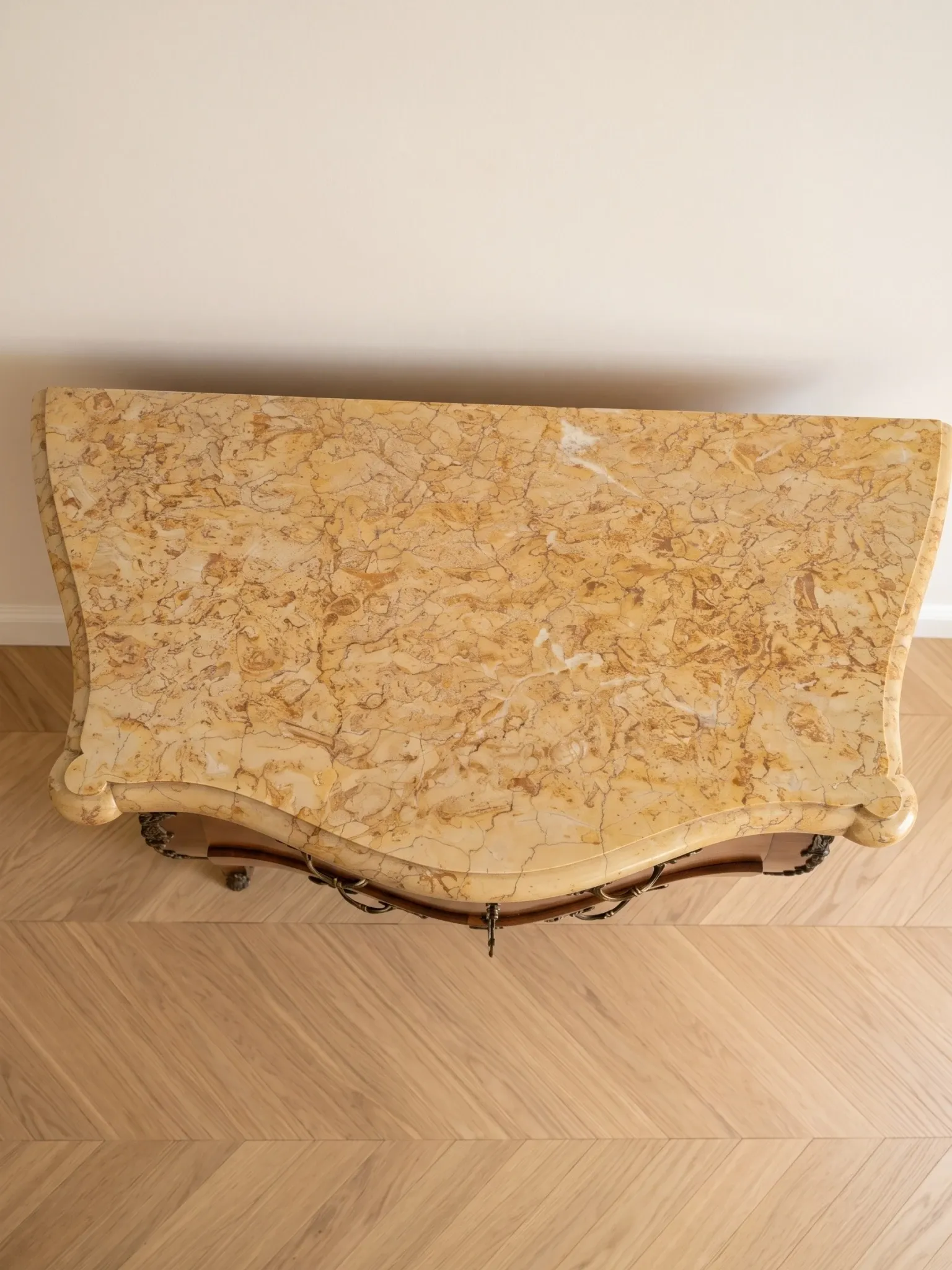 Louis XV style jump commode in marquetry and marble