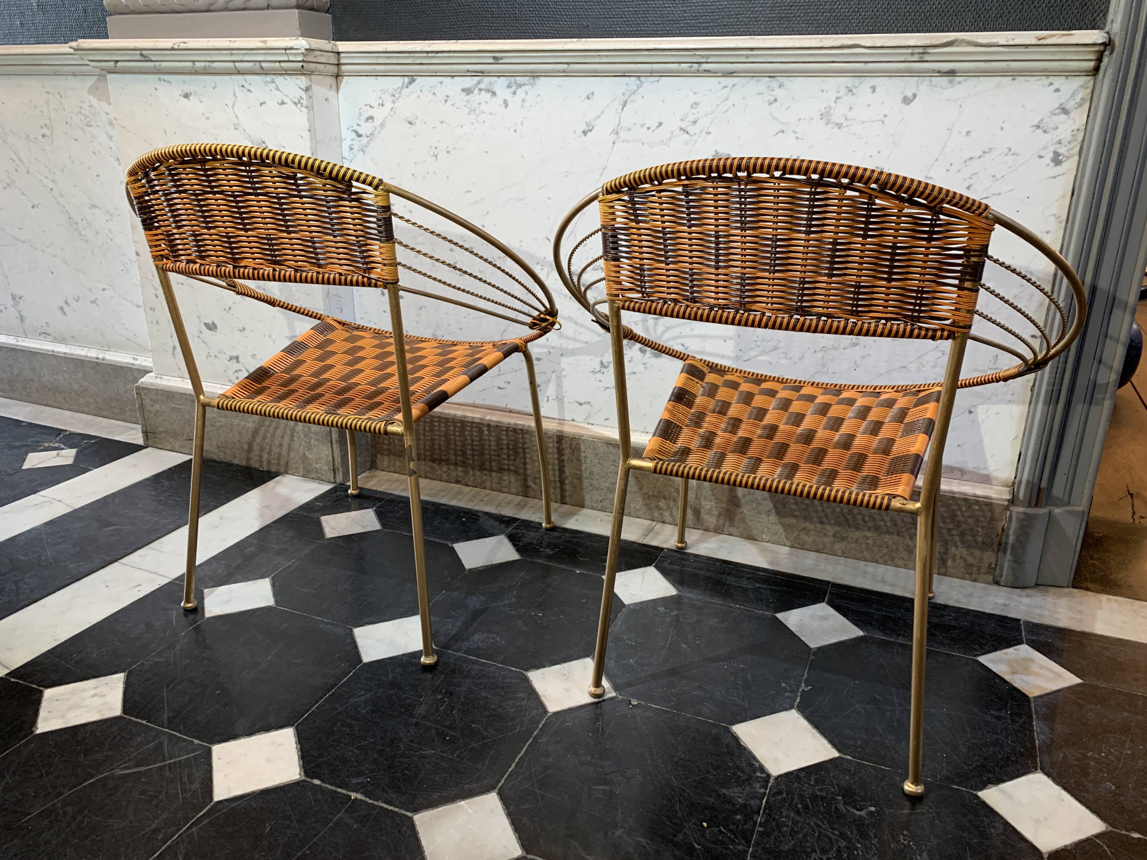 Series of 6 garden armchairs and patio Scoubidou', Italian Vintage Design 1950s