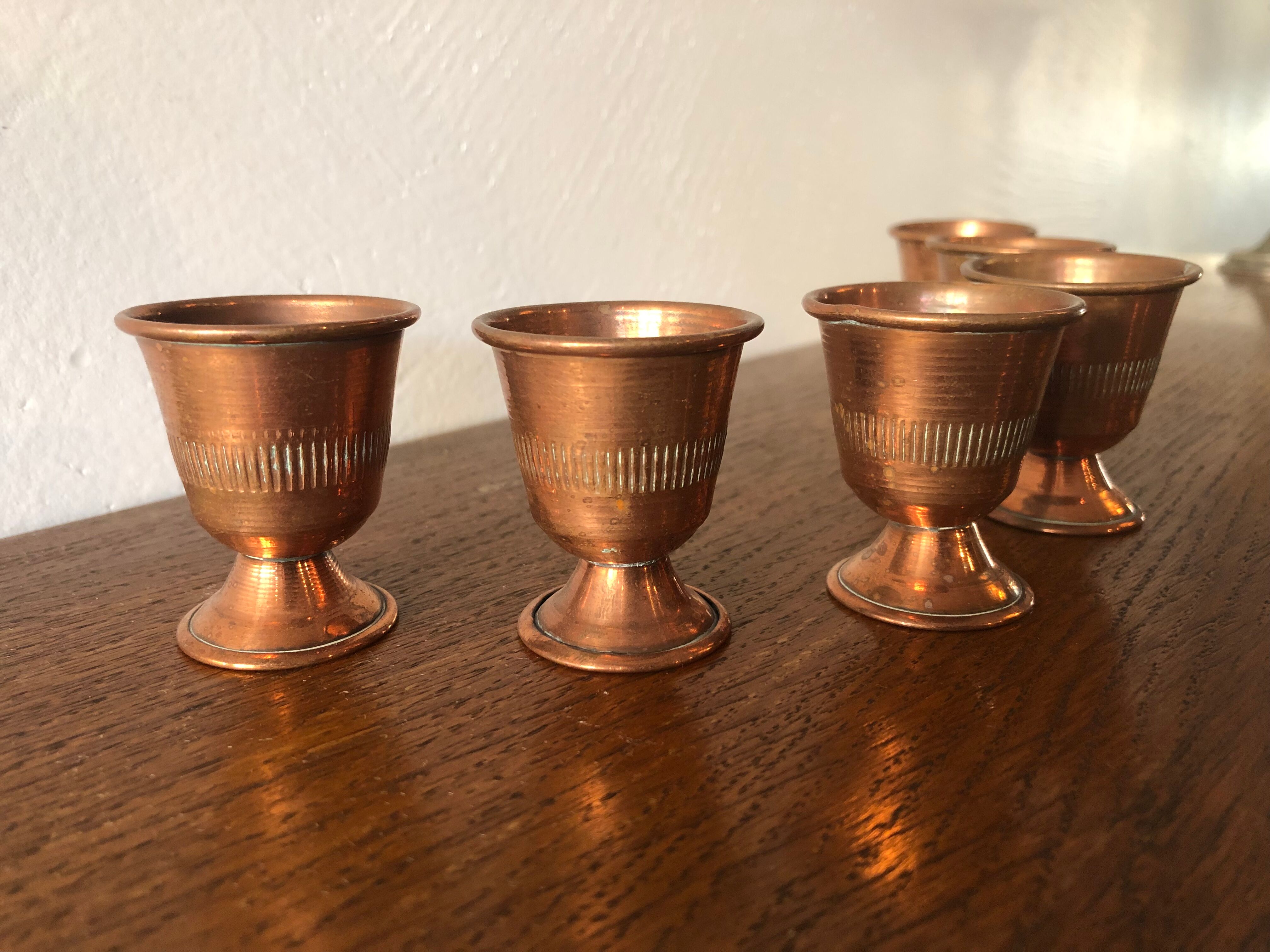 Suite of 6 old copper cockles