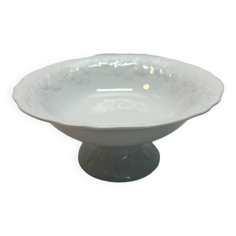 White patterned porcelain compote bowl