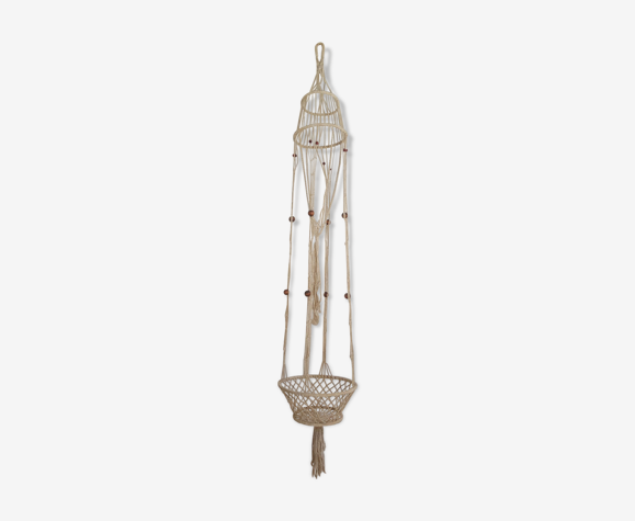 Grande suspension porte plante en macramé Vintage