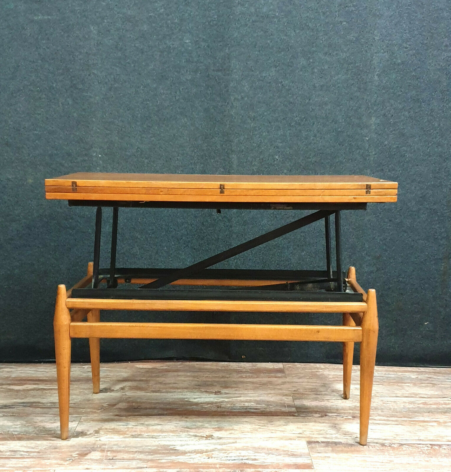 Table basse relevable Smorrebrod scandinave année 50-60