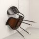 Italian Design Rosewood 'Swan' Side Chair with Black Leatherette Upholstery