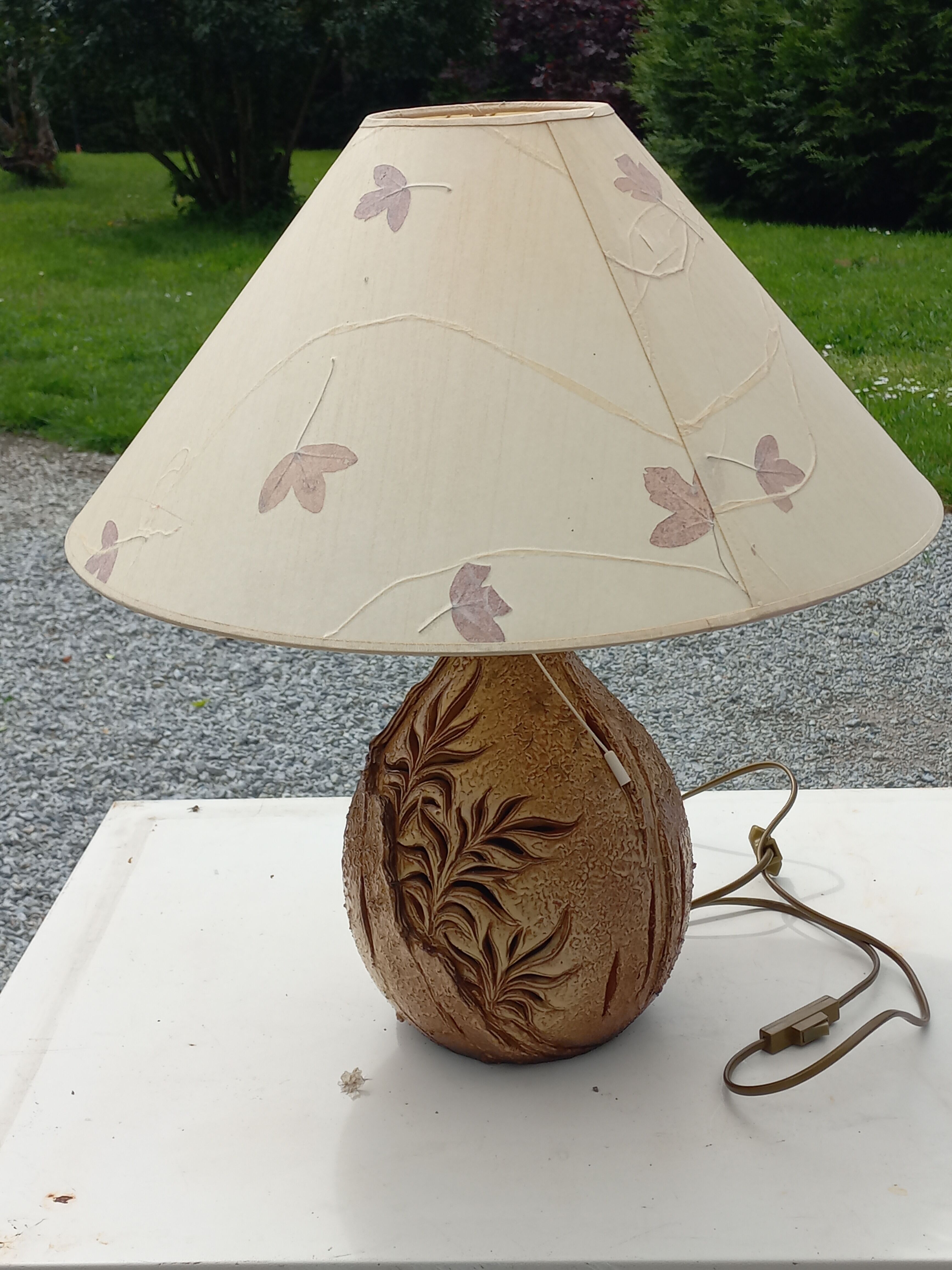 Ceramic lamp by Vallauris Fonck and Matéo lampshade of origin
