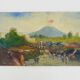 Oil on wood by Riccardo Capone Procession 50s 60s