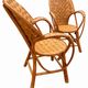 Ensemble de jardin vintage en rotin tressé –table ronde et 4 fauteuils
