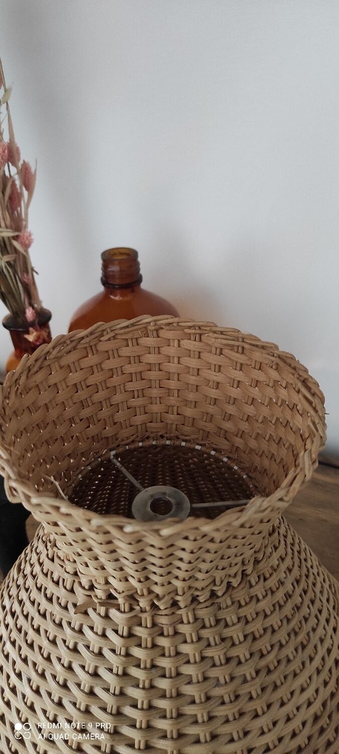 Abat jour rotin osier vintage