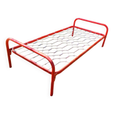 Red metal bed