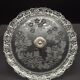 Vintage French cheese and sandwich serving plate, pressed glass with floral pattern.