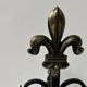 20th century wrought iron and bronze fireplace set