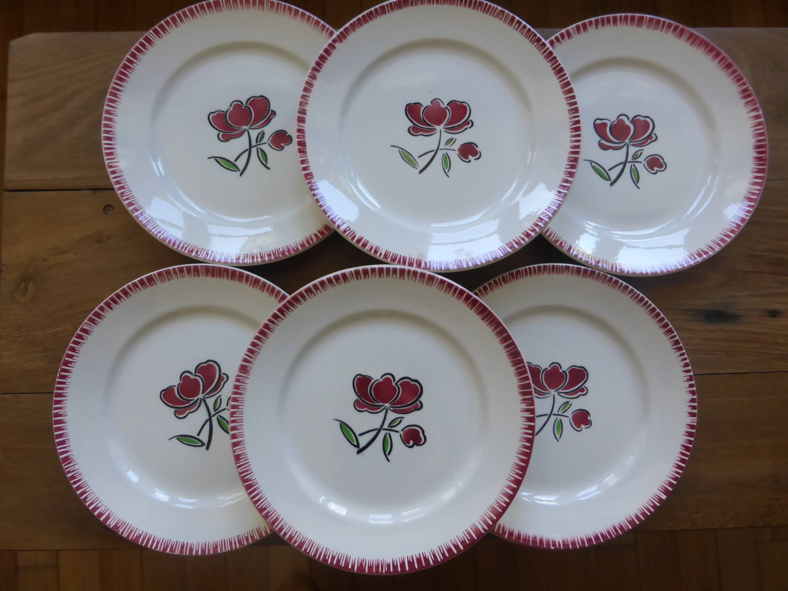 6 vintage flat plates from Badonviller 200825