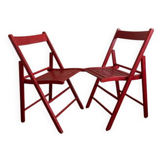 2 Chaises pliantes en bois vintage
