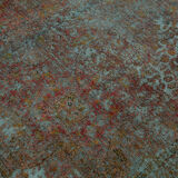 Handmade turkish decorative 1980s 232 cm x 322 cm blue wool carpet