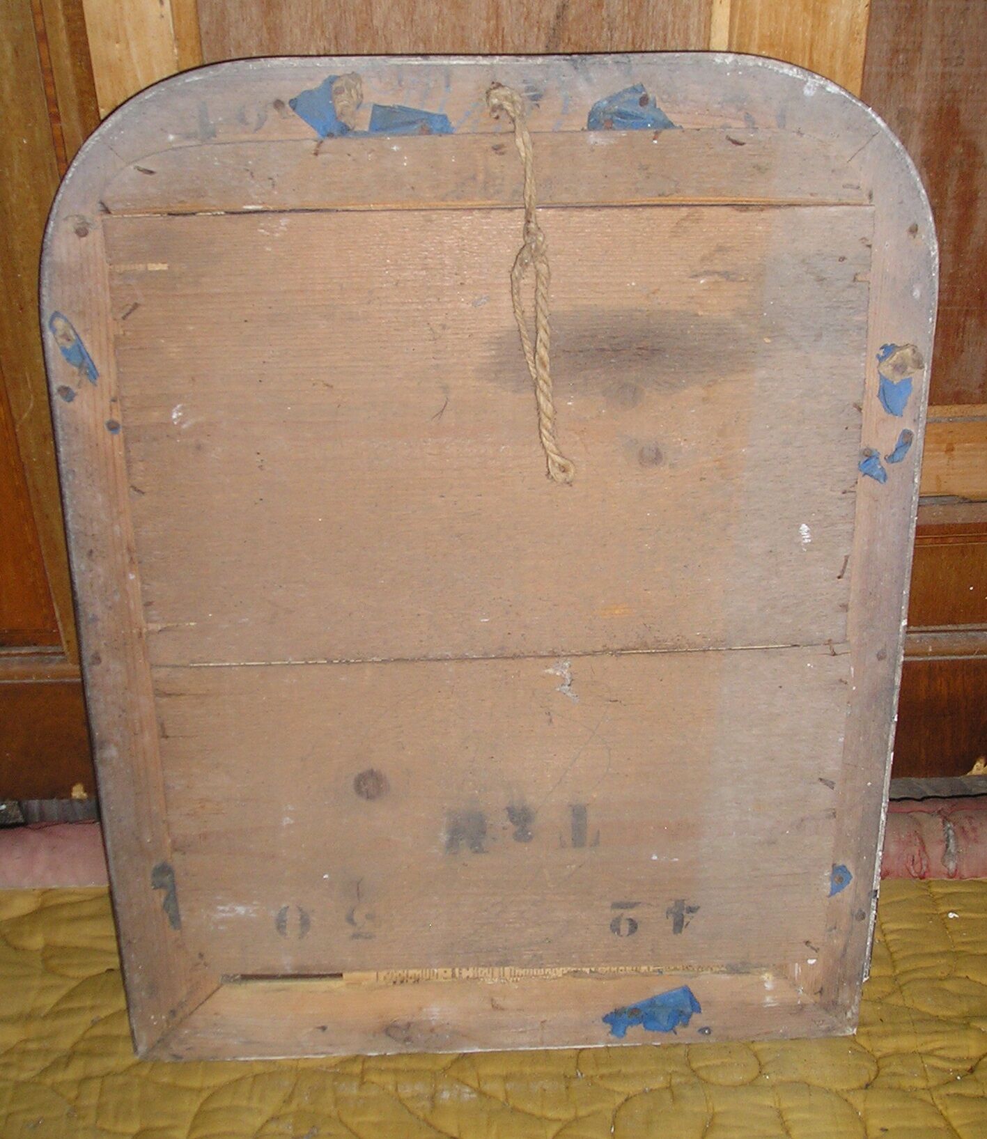 Antique wall mirror in wood and blackened stucco 43x55cm