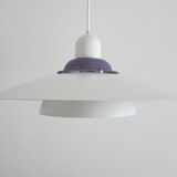Dansk design white/purple 1980s pendant lamp by Danish Jeka Metaltryk
