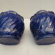 Pair of cache-old pots in midnight blue and gold ceramic