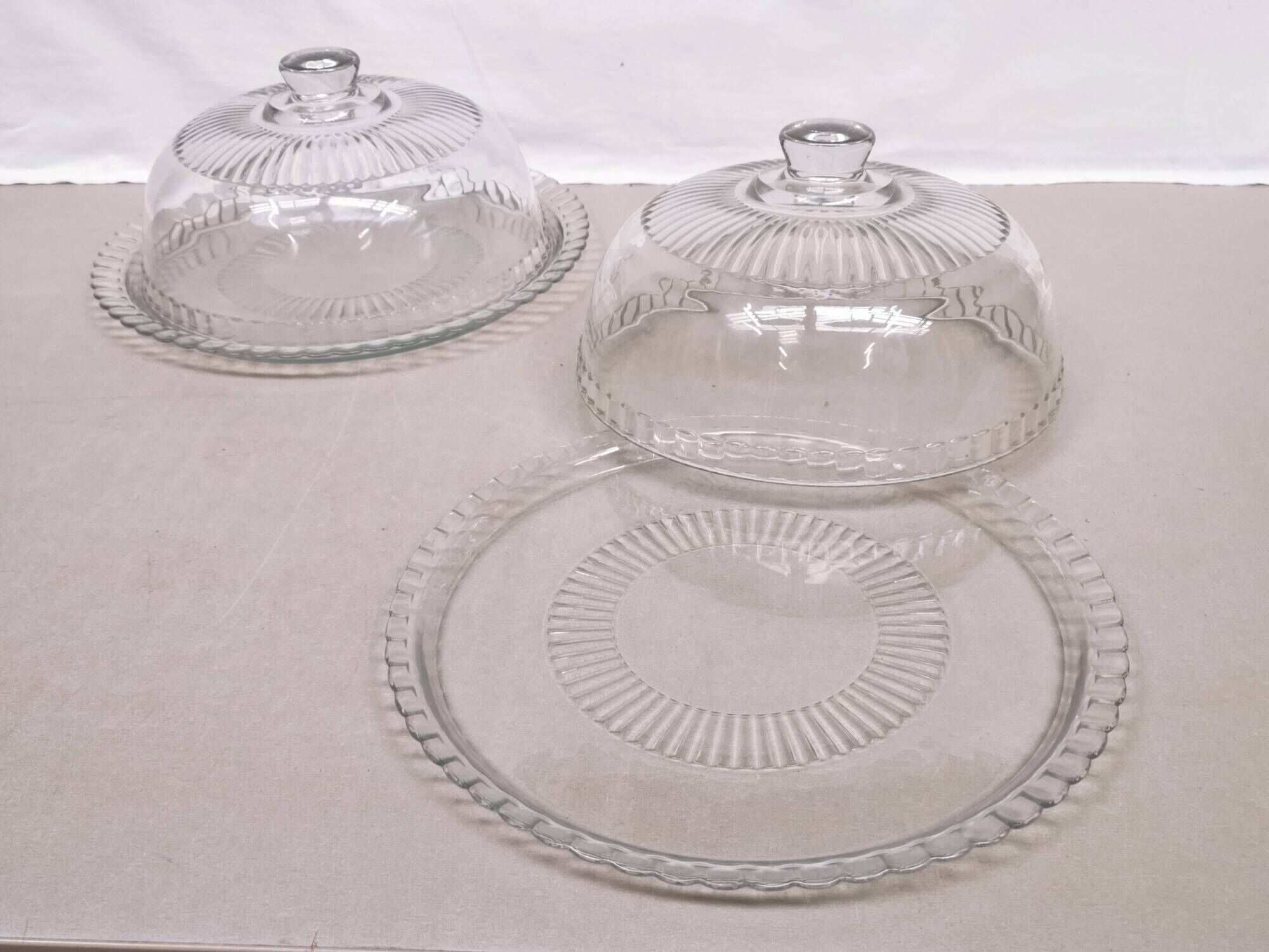 Pair of Cake/Cheese Dishes, Tart Cloche, Glass Pastry