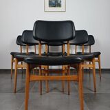 Series of 6 vintage chairs Stella imitation leather and wood