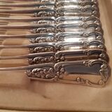 12 teaspoons, floral pattern with lily of the valley, silver metal