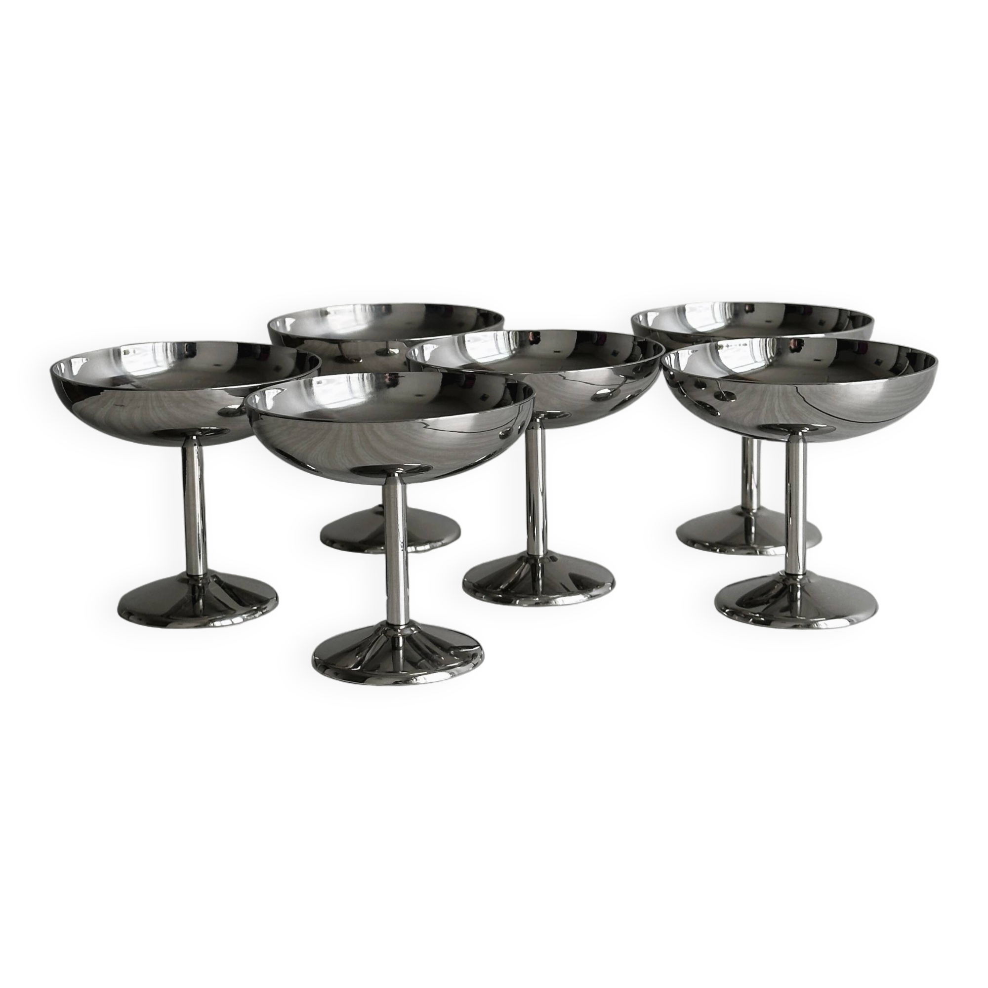 6 stainless steel footed bowls, Letang Remy style
