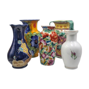 5 vases vintage fleuris