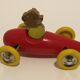 Jouet ancien, voiture rouge en bois