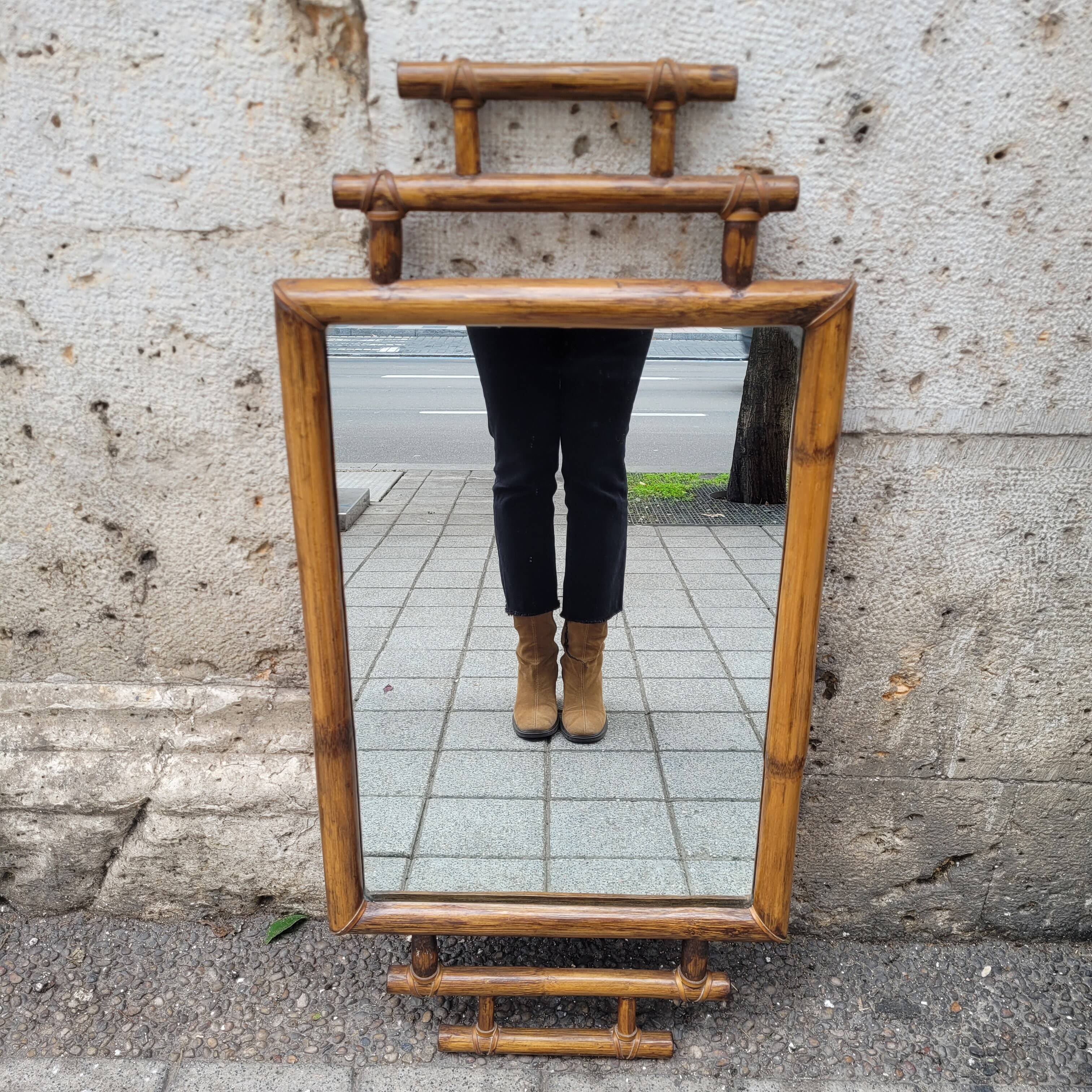 Colonial mirror with bamboo frame, 1900s - France