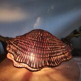 Woven wicker shell lamp