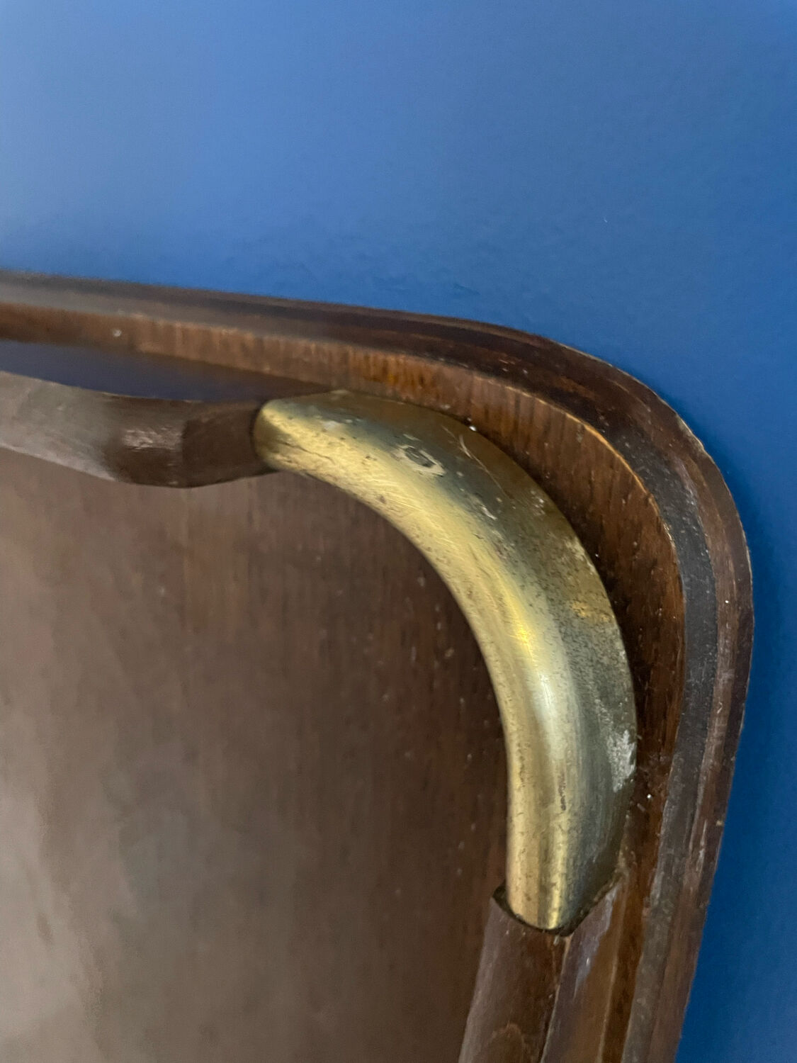 Wooden and brass serving tray