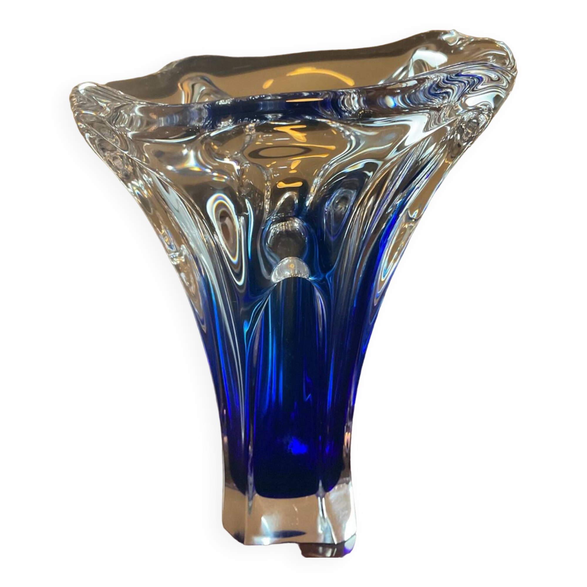 Two-tone glass paste vase from the 70s