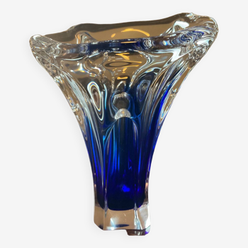 Vase en pâte de verre bicolore des années 70